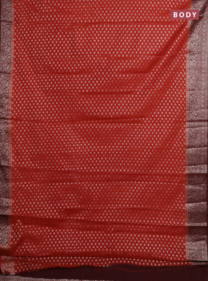Rustic Orange & Maroon Semi Chiniya Silk Saree