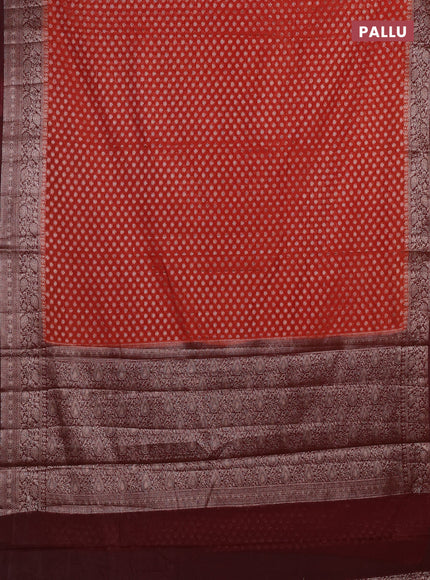 Rustic Orange & Maroon Semi Chiniya Silk Saree