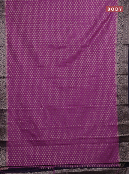 Lavender & Navy Blue Semi Chiniya Silk Saree