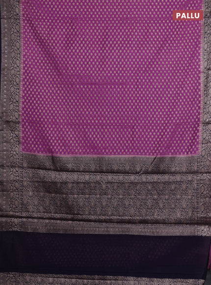 Lavender & Navy Blue Semi Chiniya Silk Saree