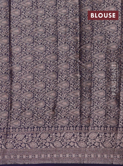 Lavender & Navy Blue Semi Chiniya Silk Saree