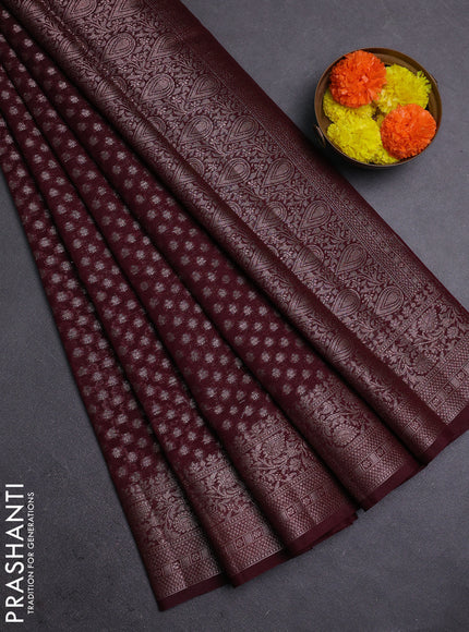 Wine Semi Chiniya Silk Saree