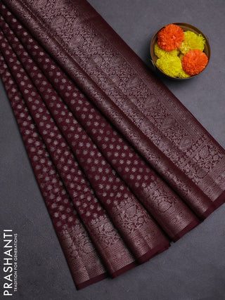 Wine Semi Chiniya Silk Saree