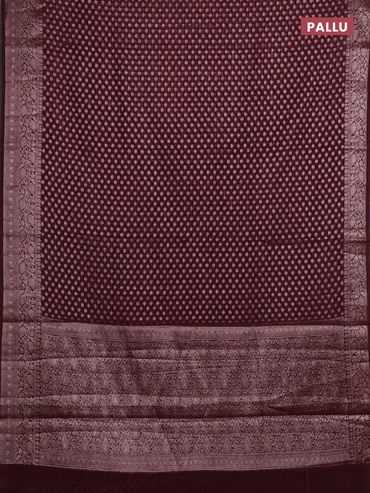 Wine Semi Chiniya Silk Saree