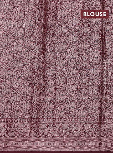 Wine Semi Chiniya Silk Saree