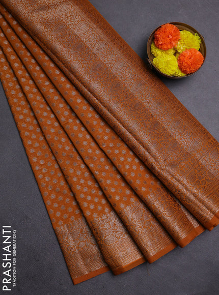 Mustard Yellow Semi Chiniya Silk Saree