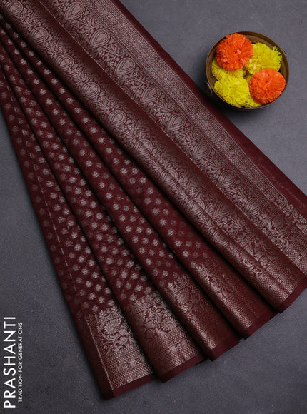 Coffee Brown Semi Chiniya Silk Saree