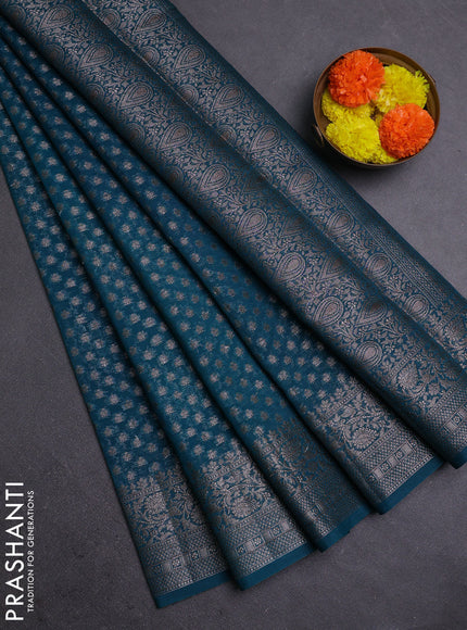 Peacock Green Semi Chiniya Silk Saree