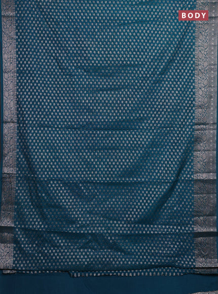 Peacock Green Semi Chiniya Silk Saree