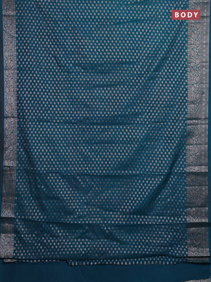 Peacock Green Semi Chiniya Silk Saree