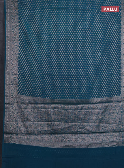Peacock Green Semi Chiniya Silk Saree