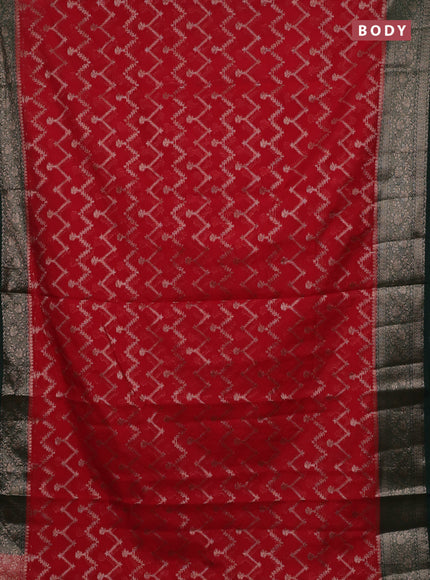 Red & Green Semi Chiniya Silk Saree