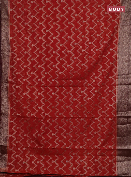Rustic Orange & Maroon Semi Chiniya Silk Saree