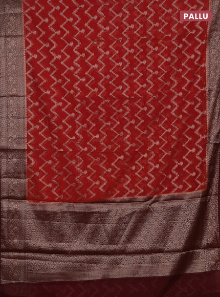 Rustic Orange & Maroon Semi Chiniya Silk Saree