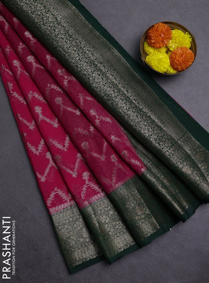 Pink & Green Semi Chiniya Silk Saree