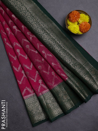 Pink & Green Semi Chiniya Silk Saree