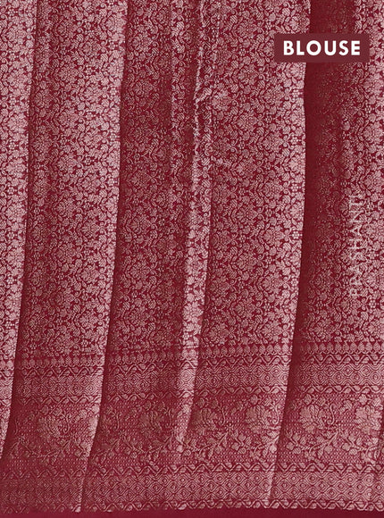 Peacock Blue & Wine Semi Chiniya Silk Saree