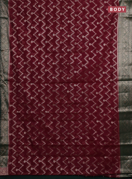 Wine & Green Semi Chiniya Silk Saree