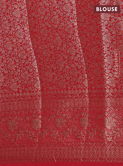 Navy Blue & Red Semi Chiniya Silk Saree