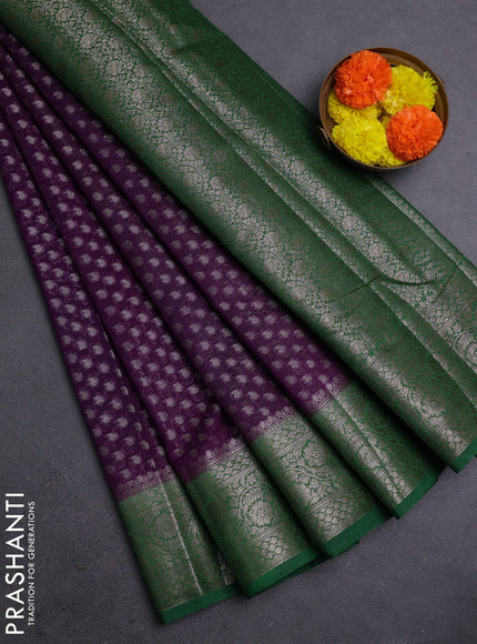 Violet & Green Semi Chiniya Silk Saree
