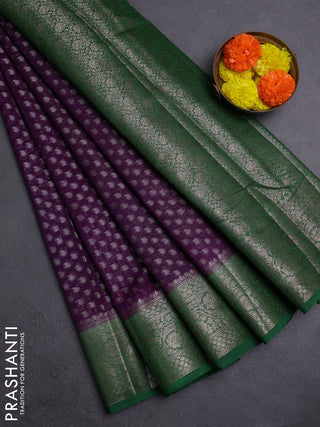 Violet & Green Semi Chiniya Silk Saree