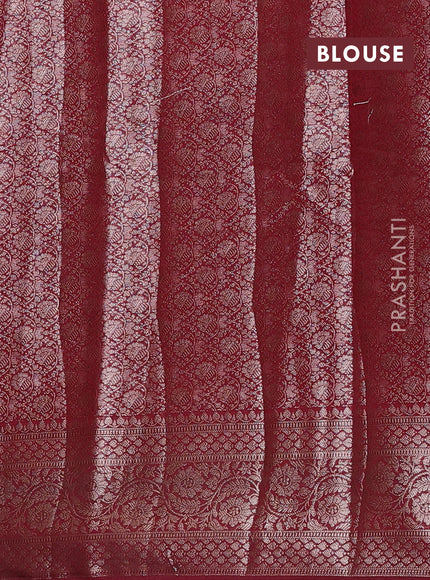 Peacock Blue & Maroon Semi Chiniya Silk Saree