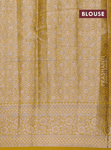 Coffee Brown & Mustard Green Semi Chiniya Silk Saree