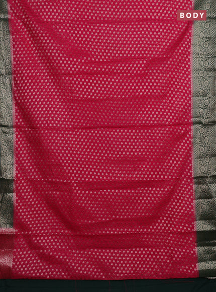 Pink & Bottle Green Semi Chiniya Silk Saree