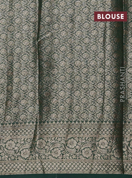 Pink & Bottle Green Semi Chiniya Silk Saree