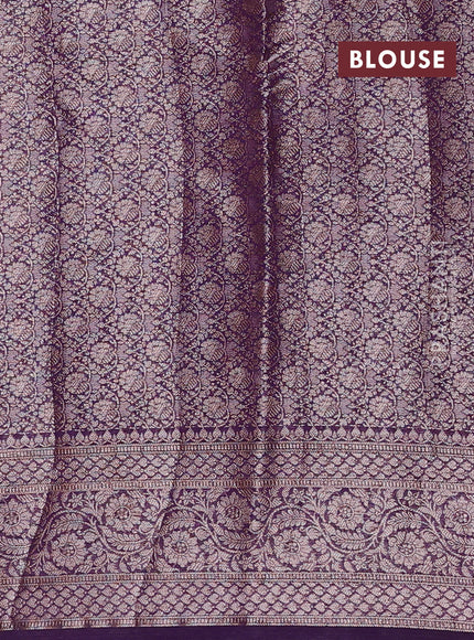 Mustard Yellow & Violet Semi Chiniya Silk Saree