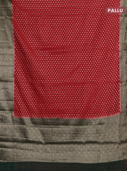Red & Bottle Green Semi Chiniya Silk Saree