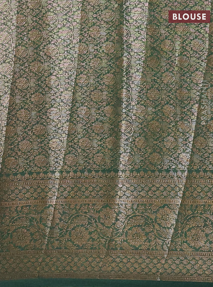 Red & Bottle Green Semi Chiniya Silk Saree