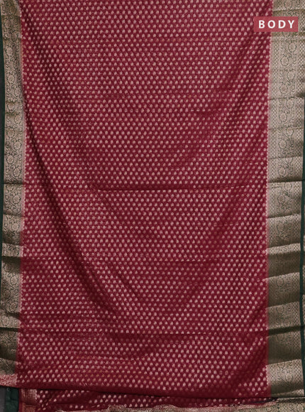 Wine & Green Semi Chiniya Silk Saree
