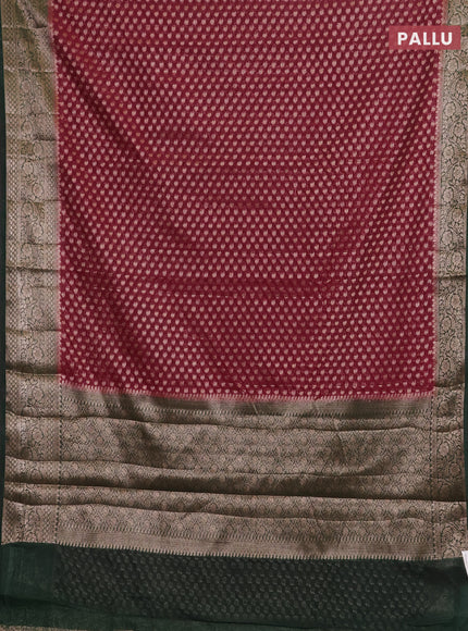 Wine & Green Semi Chiniya Silk Saree