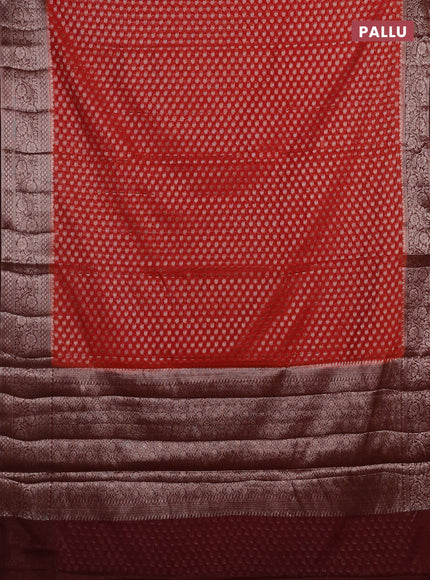 Rustic Orange & Maroon Semi Chiniya Silk Saree