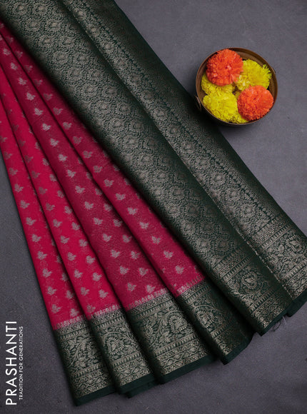 Pink & Green Semi Chiniya Silk Saree