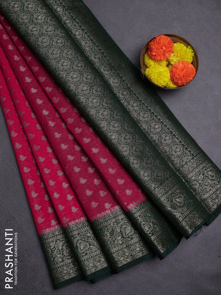 Pink & Green Semi Chiniya Silk Saree