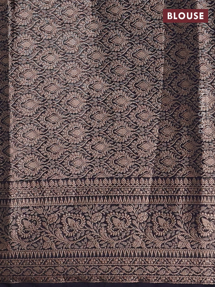 Lavender & Navy Blue Semi Chiniya Silk Saree