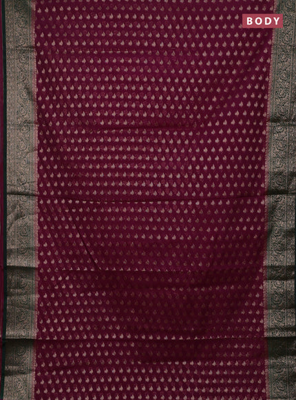 Wine & Bottle Green Semi Chiniya Silk Saree