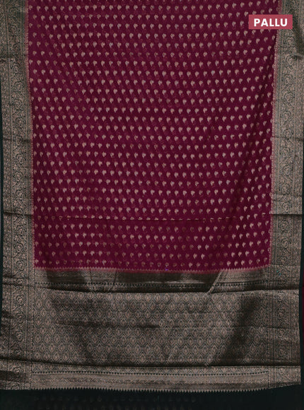 Wine & Bottle Green Semi Chiniya Silk Saree