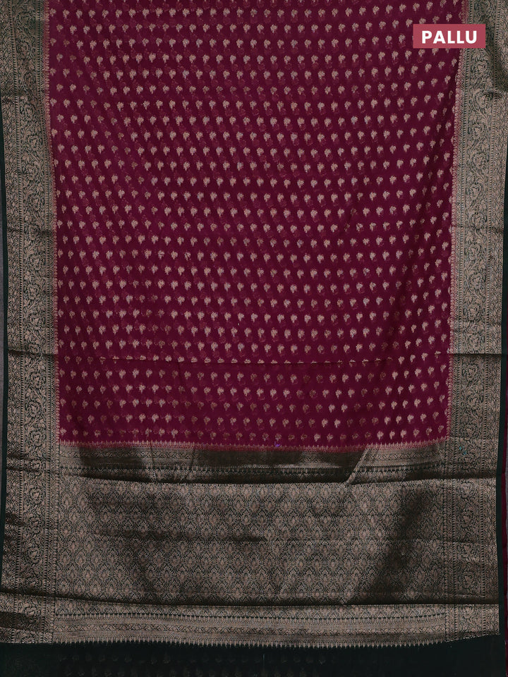 Wine & Bottle Green Semi Chiniya Silk Saree
