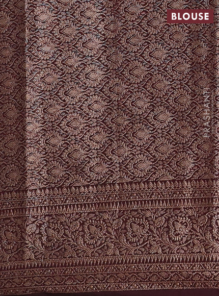 Mustard Green & Maroon Semi Chiniya Silk Saree