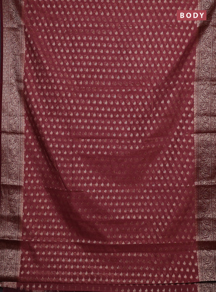 Pastel Brown & Wine Semi Chiniya Silk Saree
