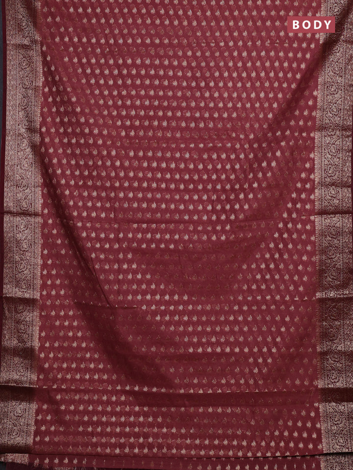Pastel Brown & Wine Semi Chiniya Silk Saree