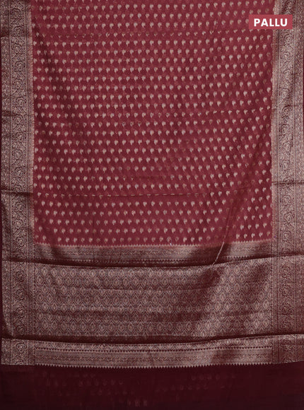 Pastel Brown & Wine Semi Chiniya Silk Saree