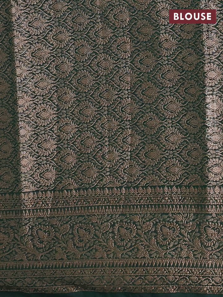 Red & Bottle Green Semi Chiniya Silk Saree