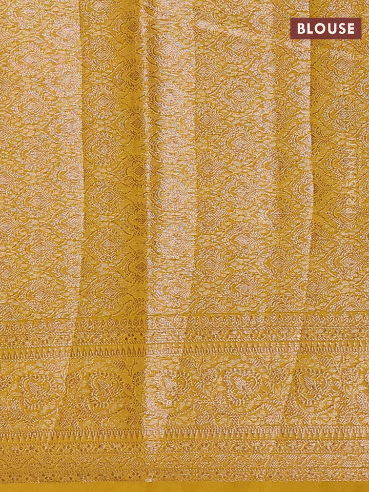 Coffee Brown & Mustard Green Semi Chiniya Silk Saree