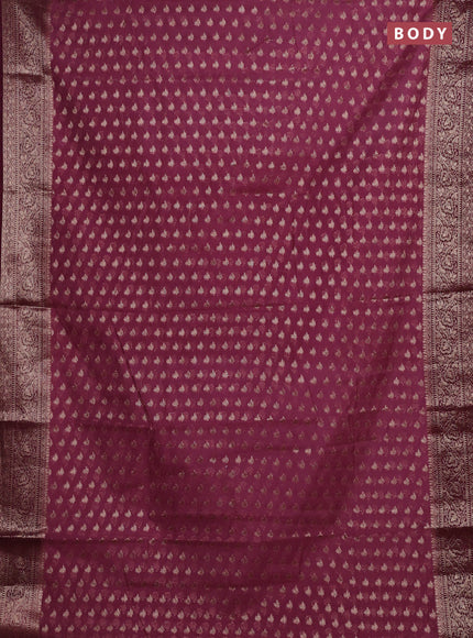 Mauve Pink & Wine Semi Chiniya Silk Saree