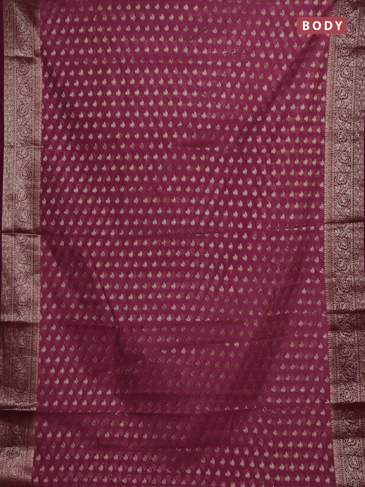 Mauve Pink & Wine Semi Chiniya Silk Saree