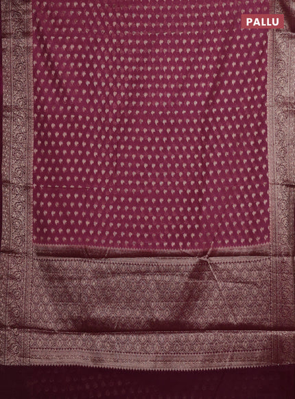 Mauve Pink & Wine Semi Chiniya Silk Saree